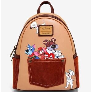 NWT Loungefly Disney Dogs Corduroy Brown Mini Backpack